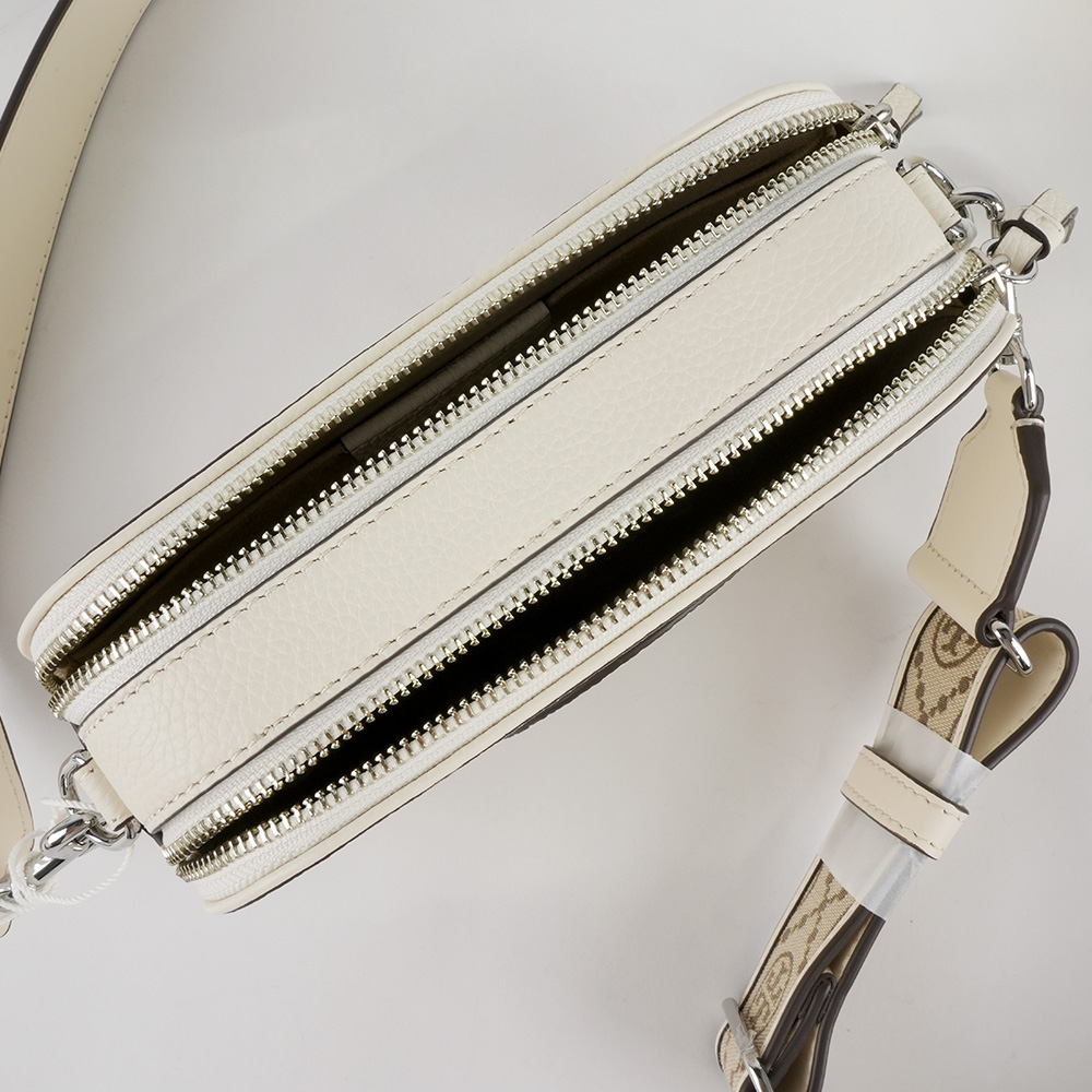 TORY BURCH Miller 荔枝紋雙拉鍊迷你相機包(新象牙白), , large