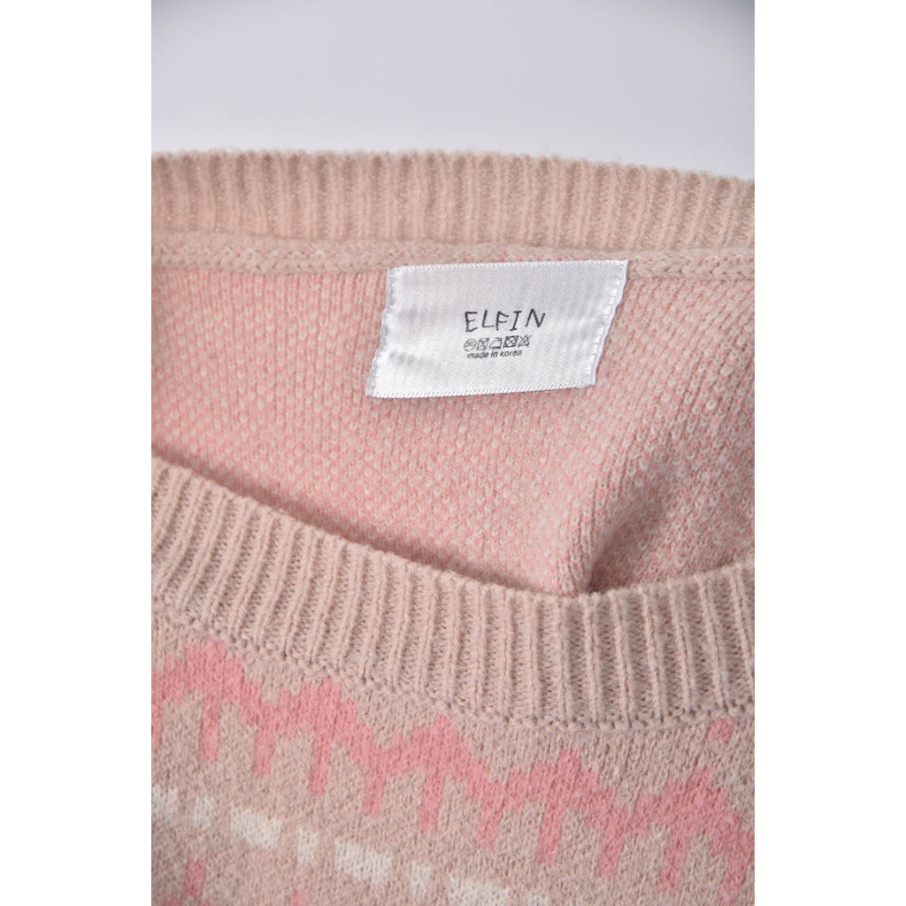 (XL) elfin滿版粉色長袖上衣二手衣, , large