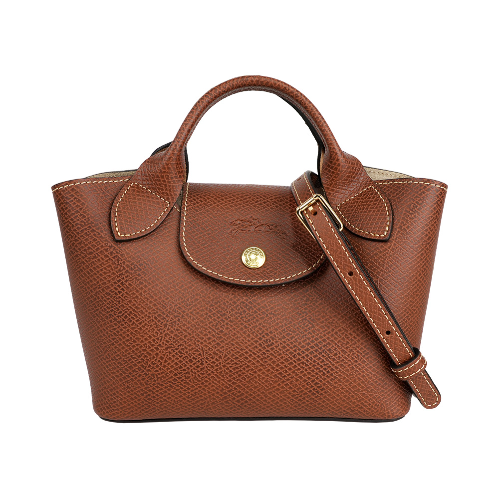 LONGCHAMP Epure XS 釦式牛皮迷你二用包(棕色)