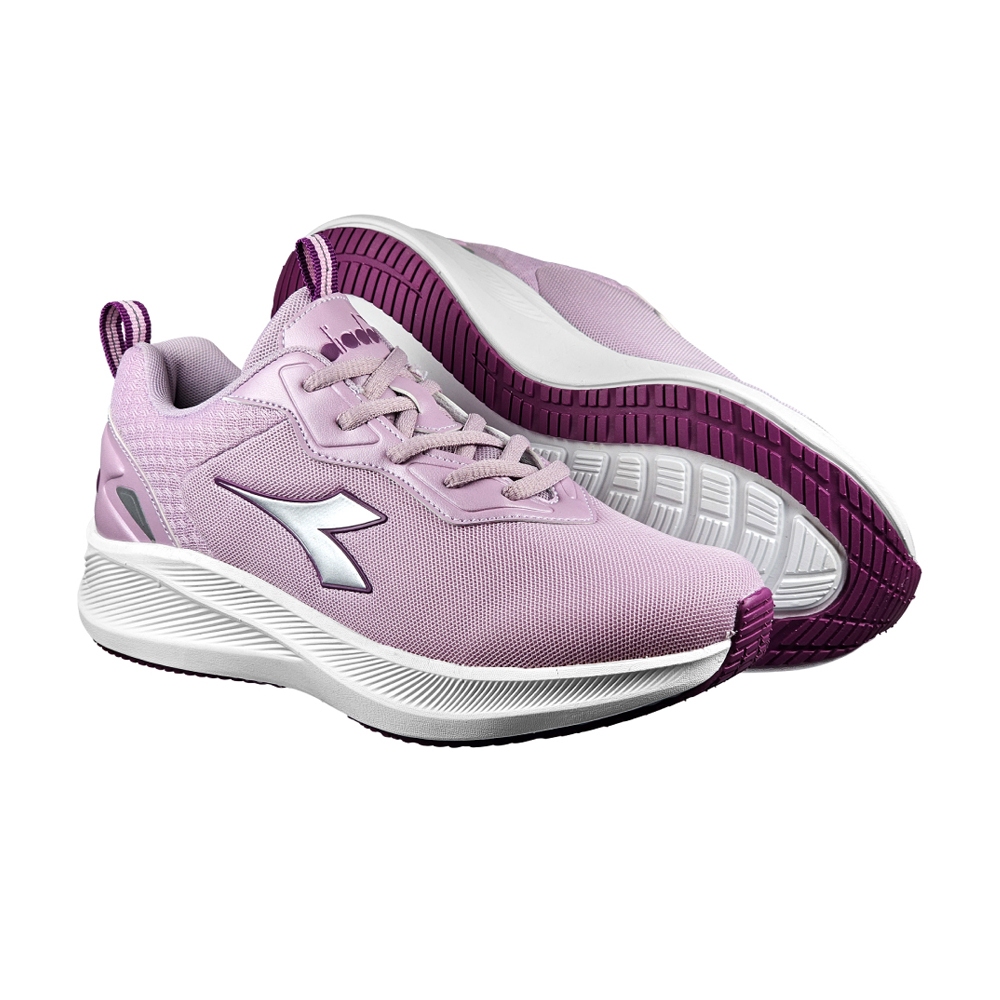 DIADORA迪亞多那 輕量專業慢跑鞋 女運動鞋 女鞋 反光 透氣 吸震 減壓 Q彈 乳膠鞋墊 耐磨 止滑 白粉 粉紫, , large