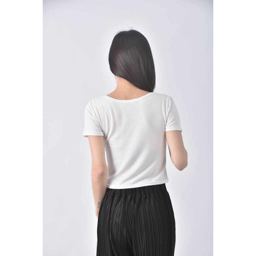 (S) 【董仔私服】kerley co棉質V領白色短袖上衣二手衣, , large