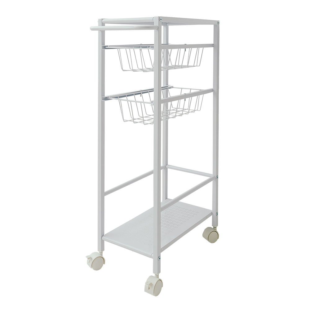 [Y HOUSE] Iron plate slit trolley rack, slit shelf, gap rack, kitchen trolley, kitchen rack - white, , large