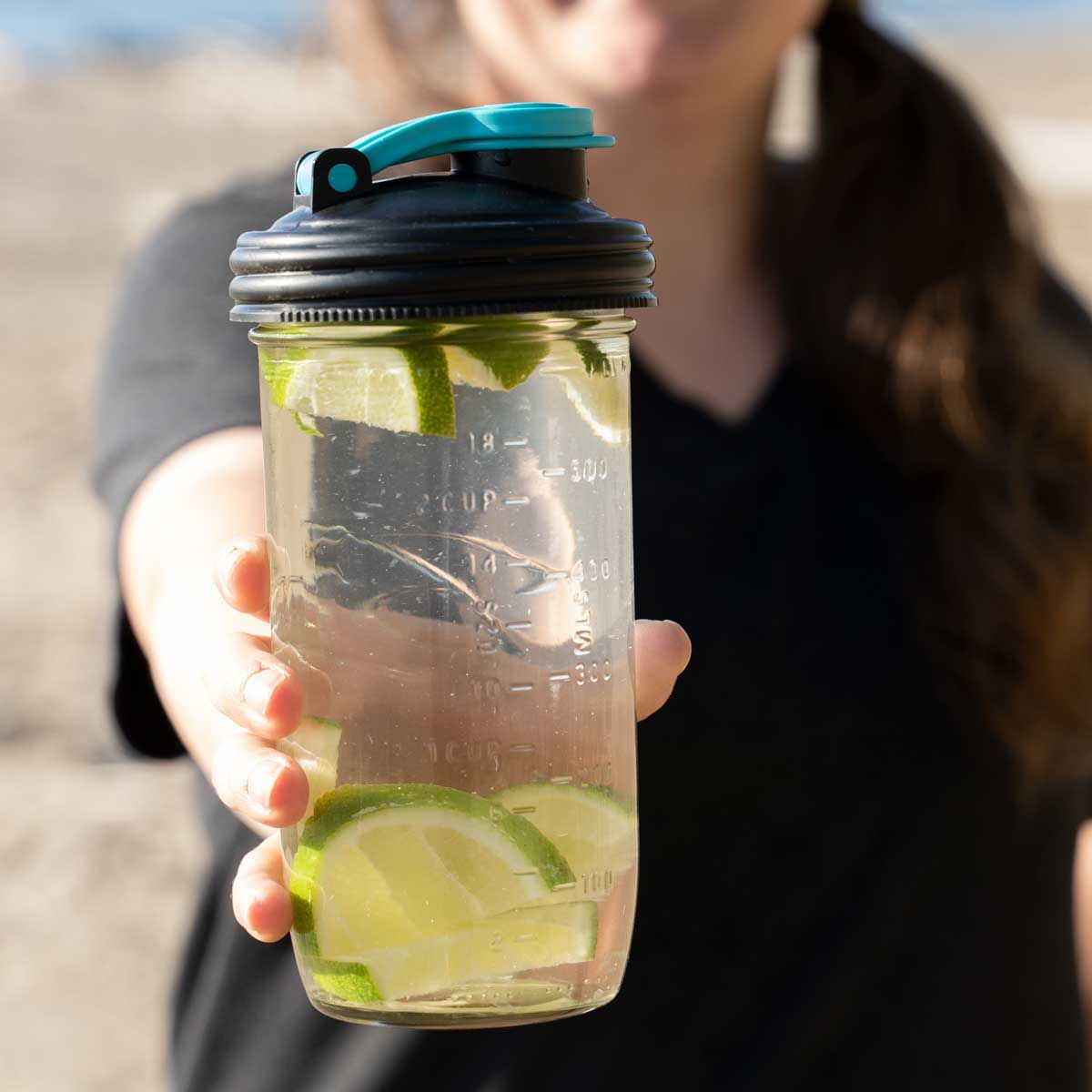 reCAP® 32oz Quart Mason Jars Lid POUR cap Wide Mouth-Black&Blue, , large