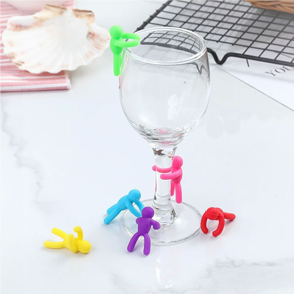Little man shaped wine glass marker, , large