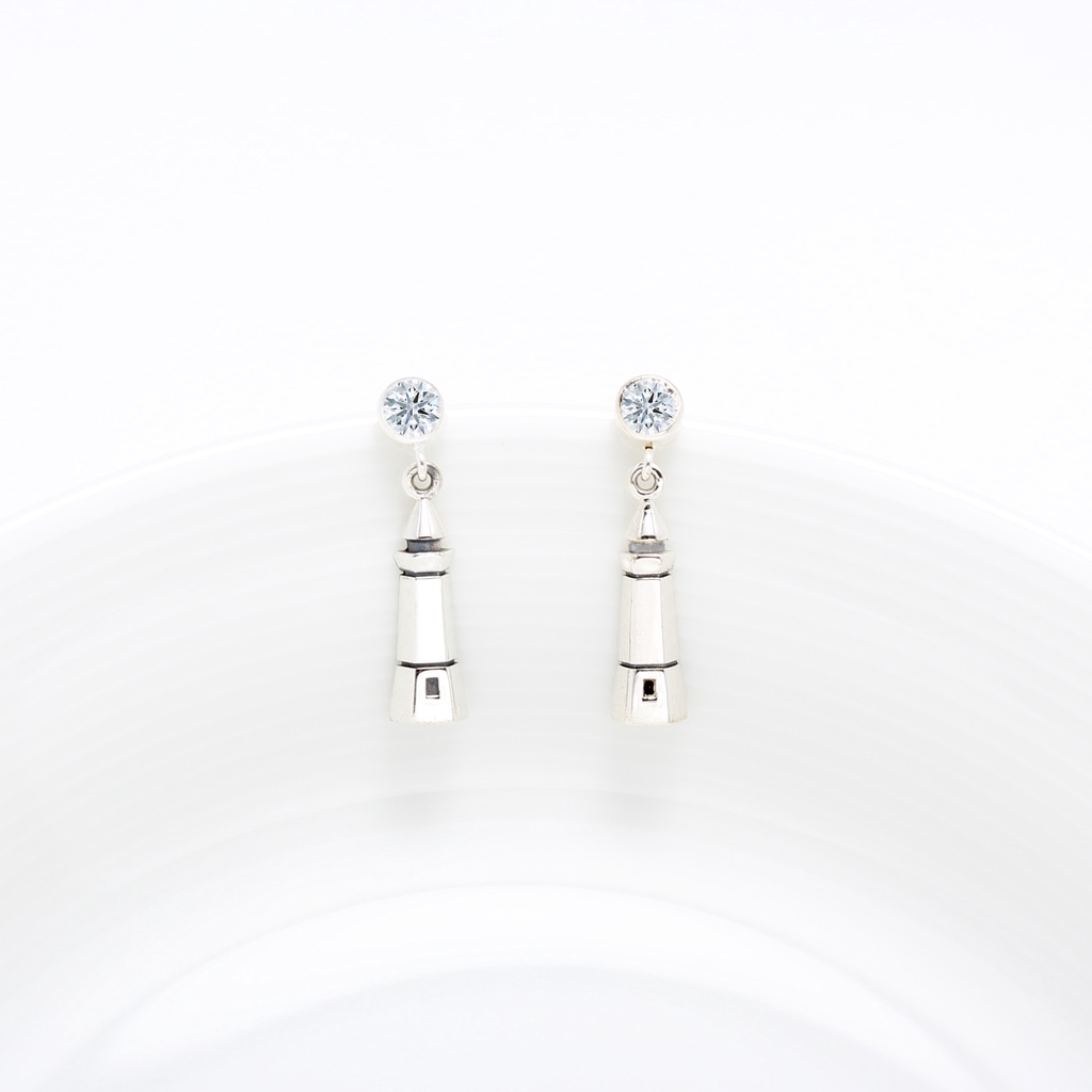 【Angel & Me】希望 燈塔 s925 純銀 單鑽 耳環 耳夾 情人節禮物, , large