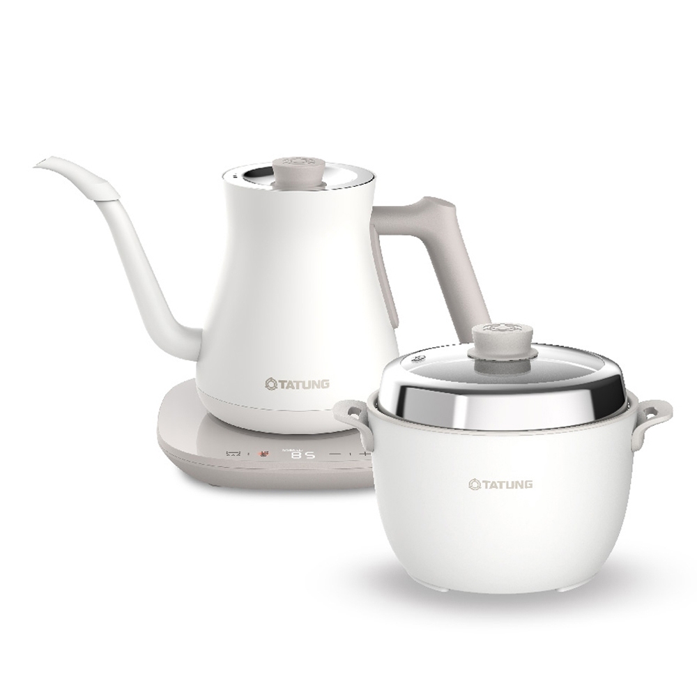TATUNG 大同 3人份電鍋+0.9L快煮壺 1+1輕享料理組 TAC-0309EA-W, , large