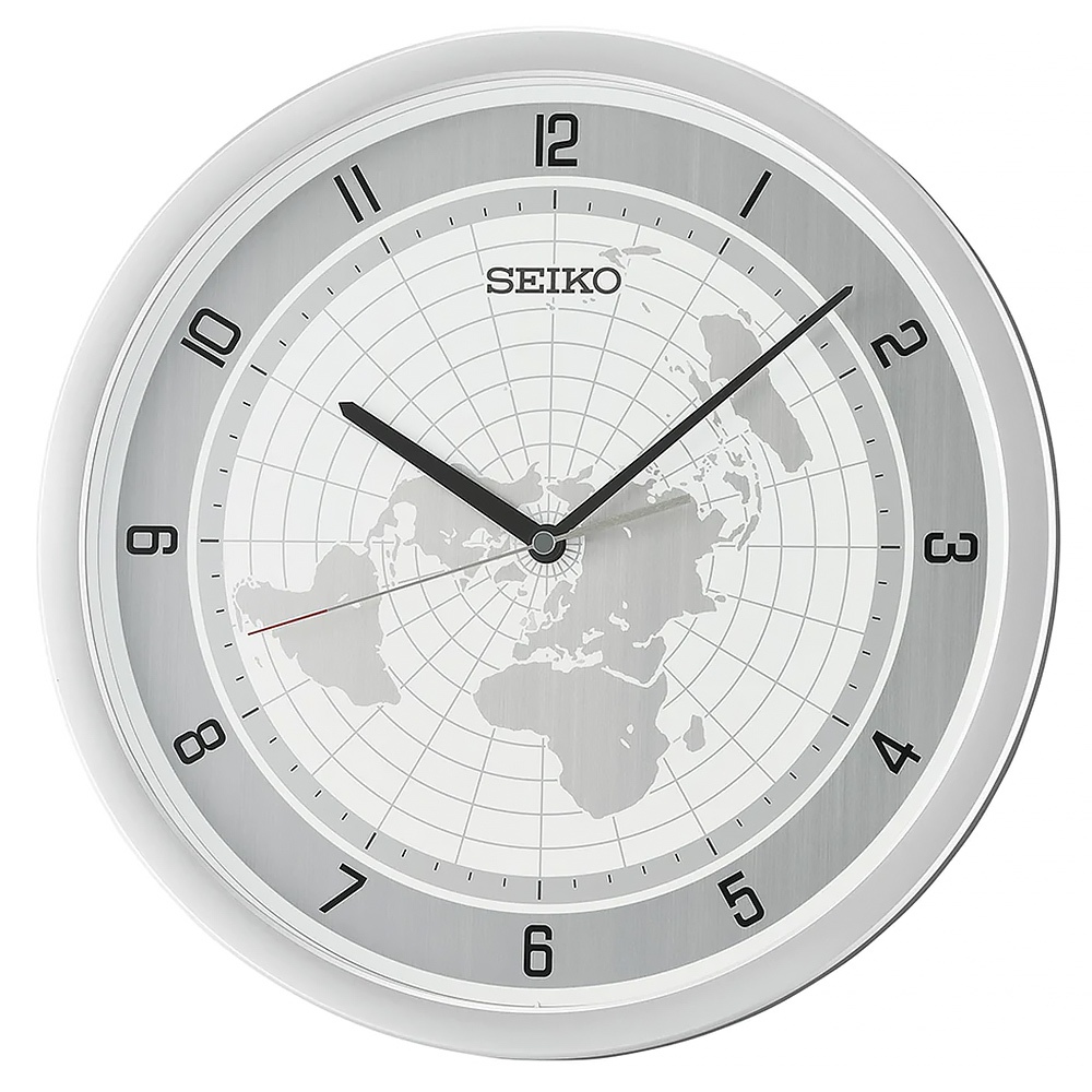 SEIKO 精工 世界地圖時尚掛鐘 時鐘-銀白 QXA814A, , large