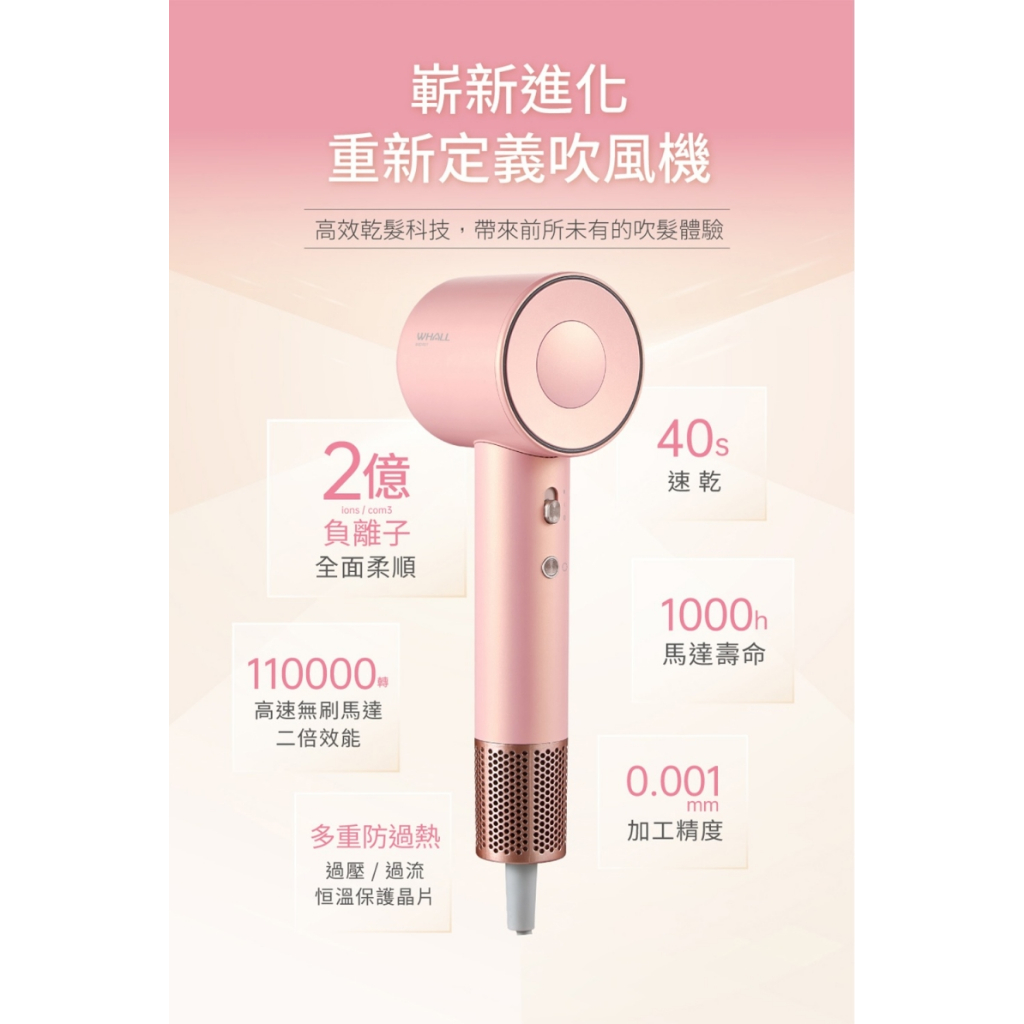 WHALL WD-901 專業負離子吹風機 負離子 輕量 吹風機, , large