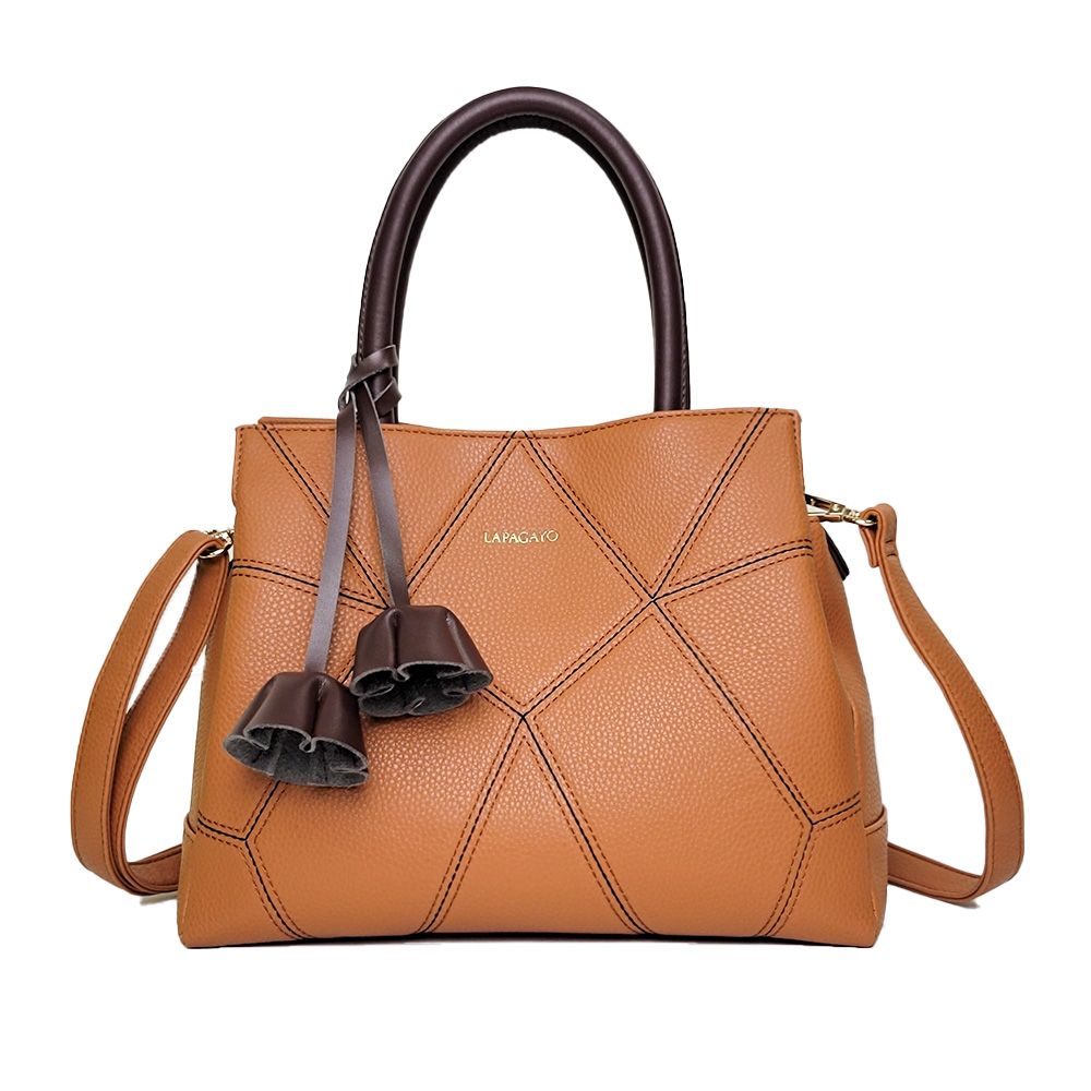 【lapagayo】 氣質拼接皮革設計手提包-PI-06394A-1-75棕色, , large