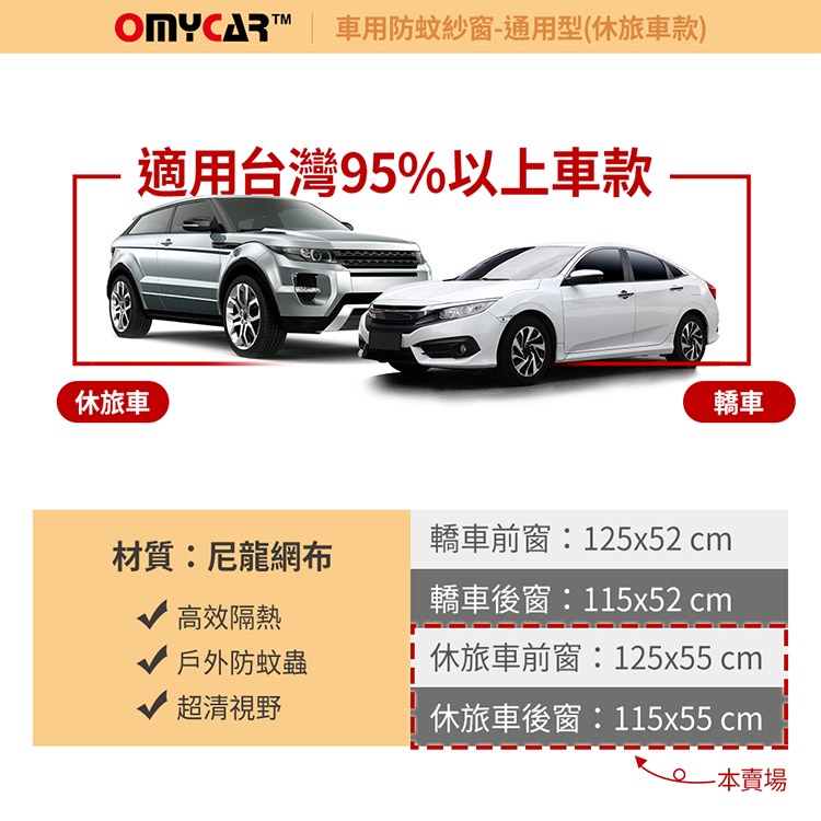 (1組2入)【OMyCar】車用防蚊紗窗-通用型(休旅車款) 汽車防蚊紗窗 車窗防蚊罩 紗窗 車用蚊帳, , large