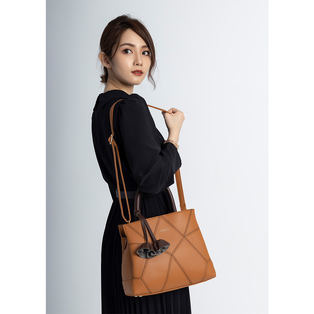 【lapagayo】 氣質拼接皮革設計手提包-PI-06394A-1-75棕色, , large