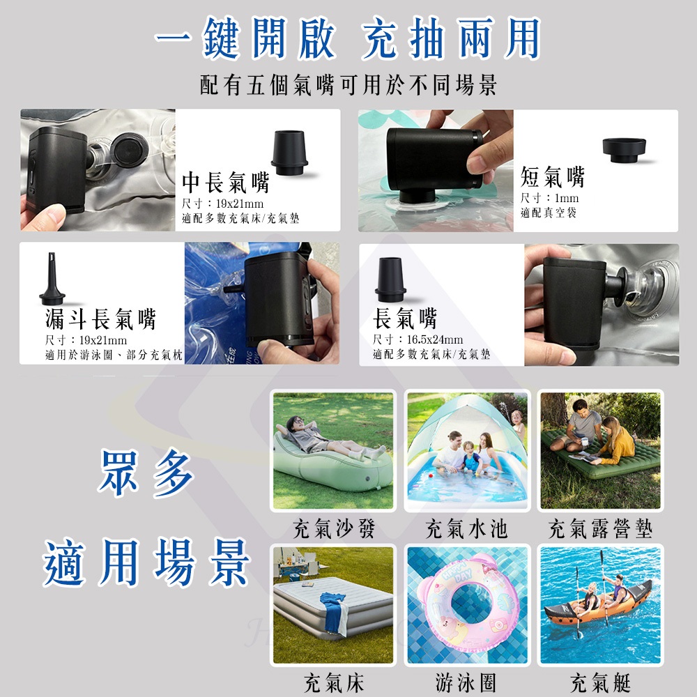 【禾統】充抽兩用無線充氣機 / 黑色 / 1個(無線充氣機 充氣機 抽氣機 真空機 抽氣泵 充氣泵 真空抽氣機 電動抽氣), , large