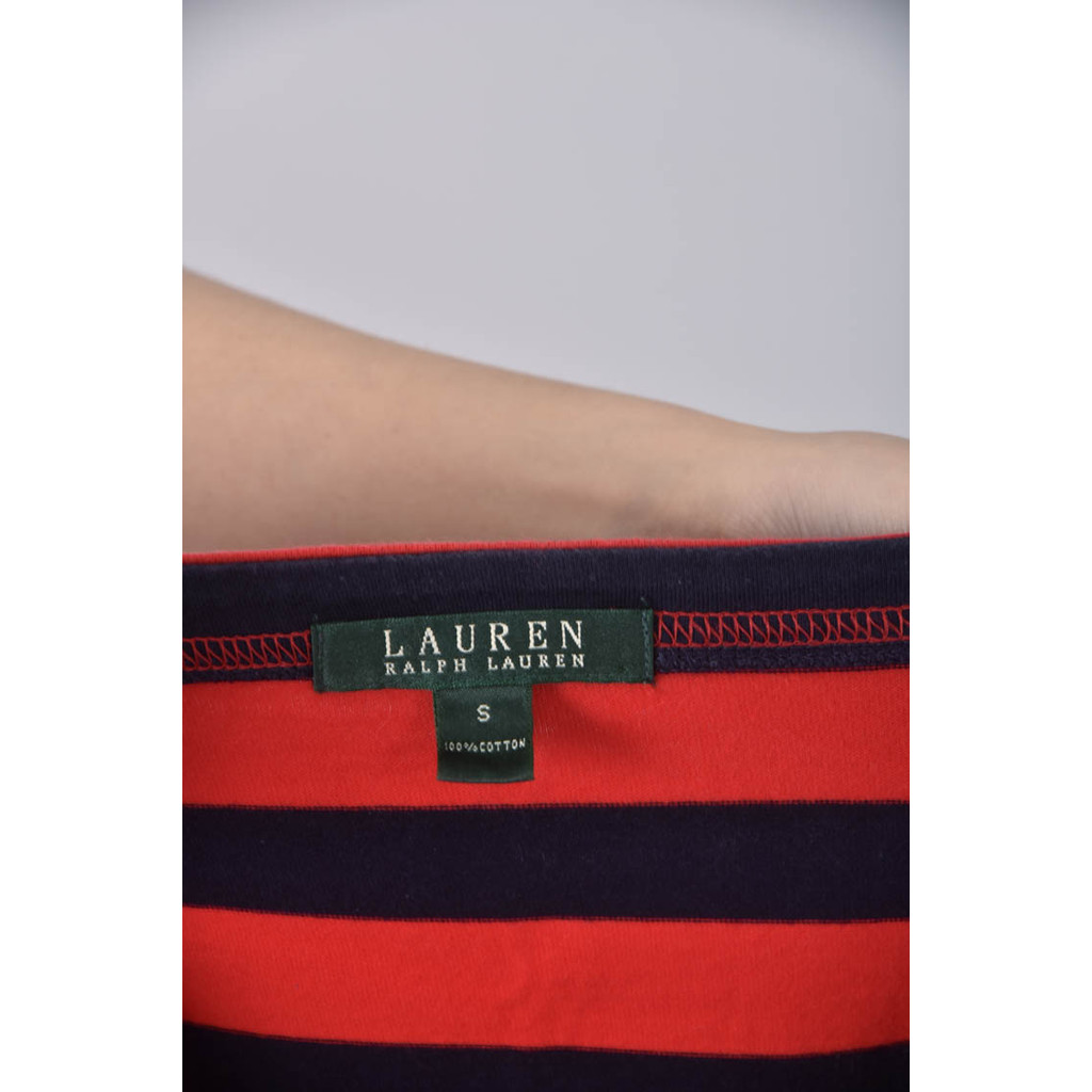 (L) ralph lauren條紋肩扣紅色短袖上衣二手衣, , large