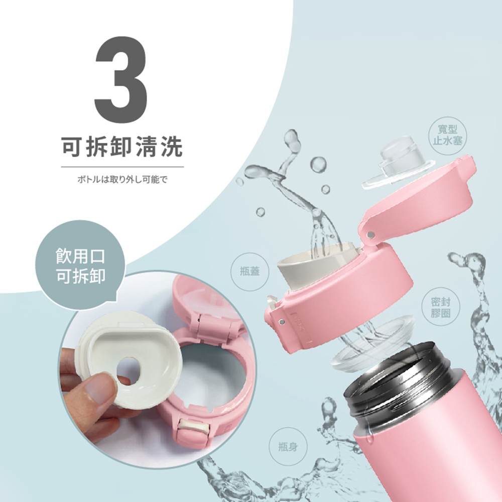 【FUJI-GRACE 日本富士雅麗】輕時尚316彈跳保溫瓶450ml(FJ-954), 漸層粉, large