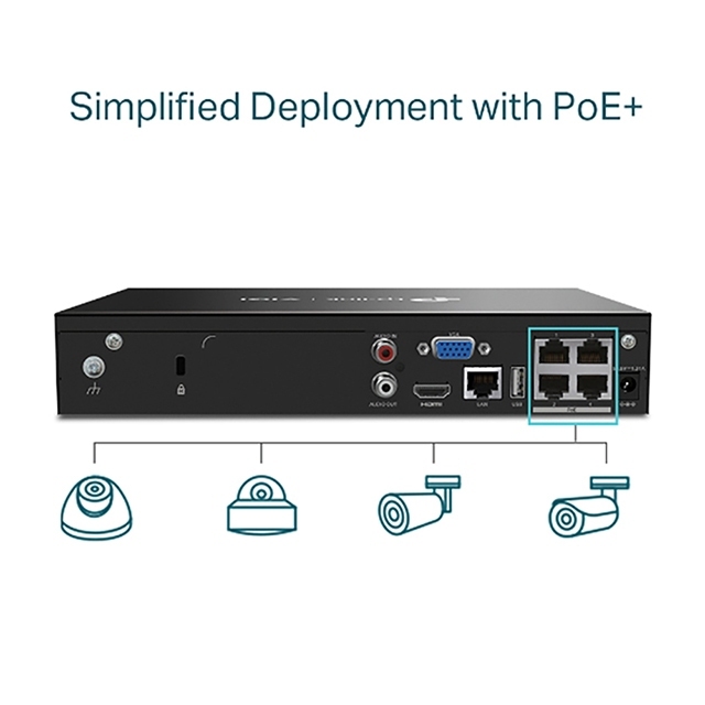 TP-LINK 昌運監視器 VIGI NVR1004H-4P 4路 網路監控主機 + WD PRO 10TB監控專用硬碟, , large