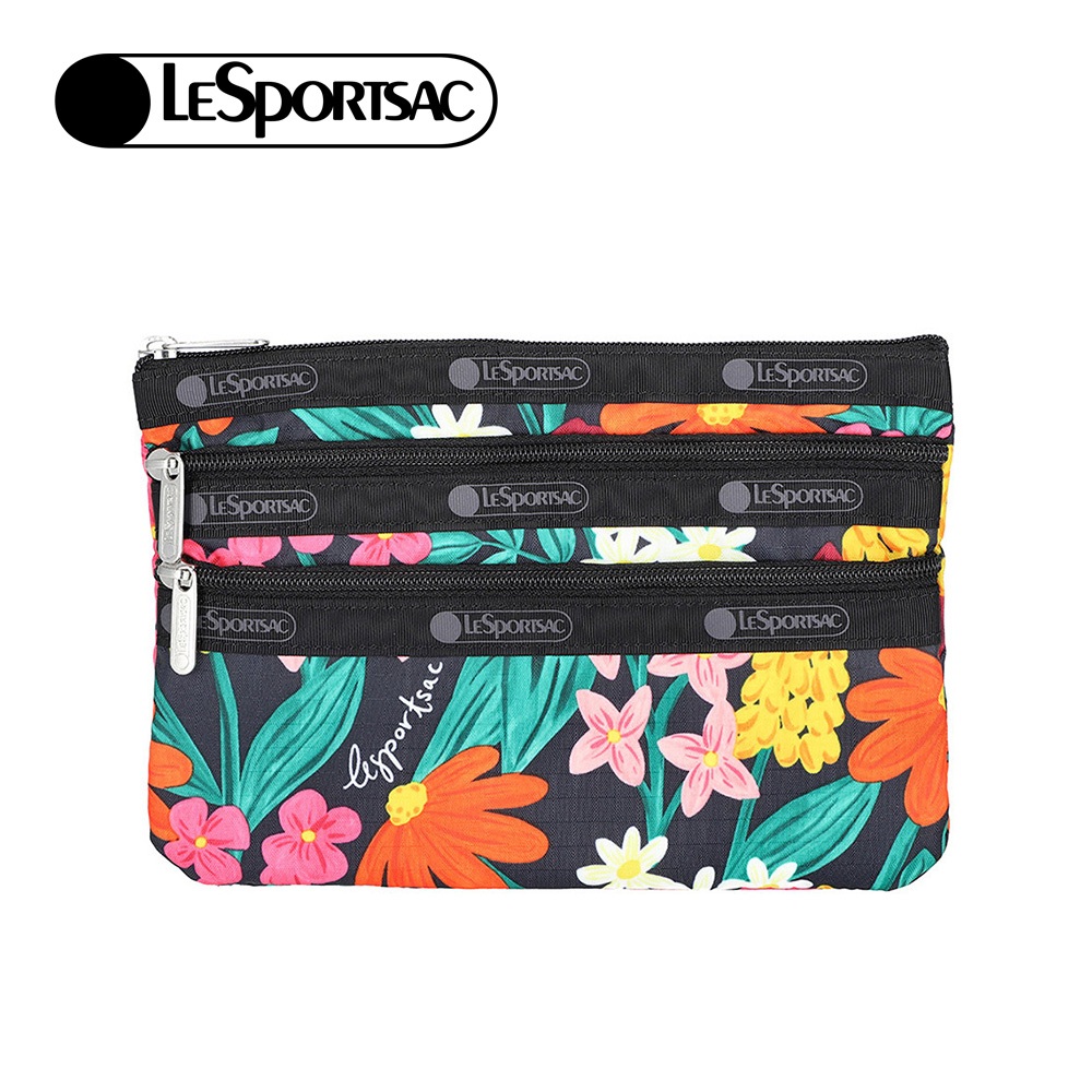 Lesportsac 3-zip Cosmetic 三層拉鍊化妝包/ 繽紛花園, , large