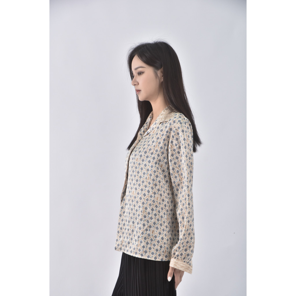 (M) 格紋藍色長袖上衣二手衣, , large