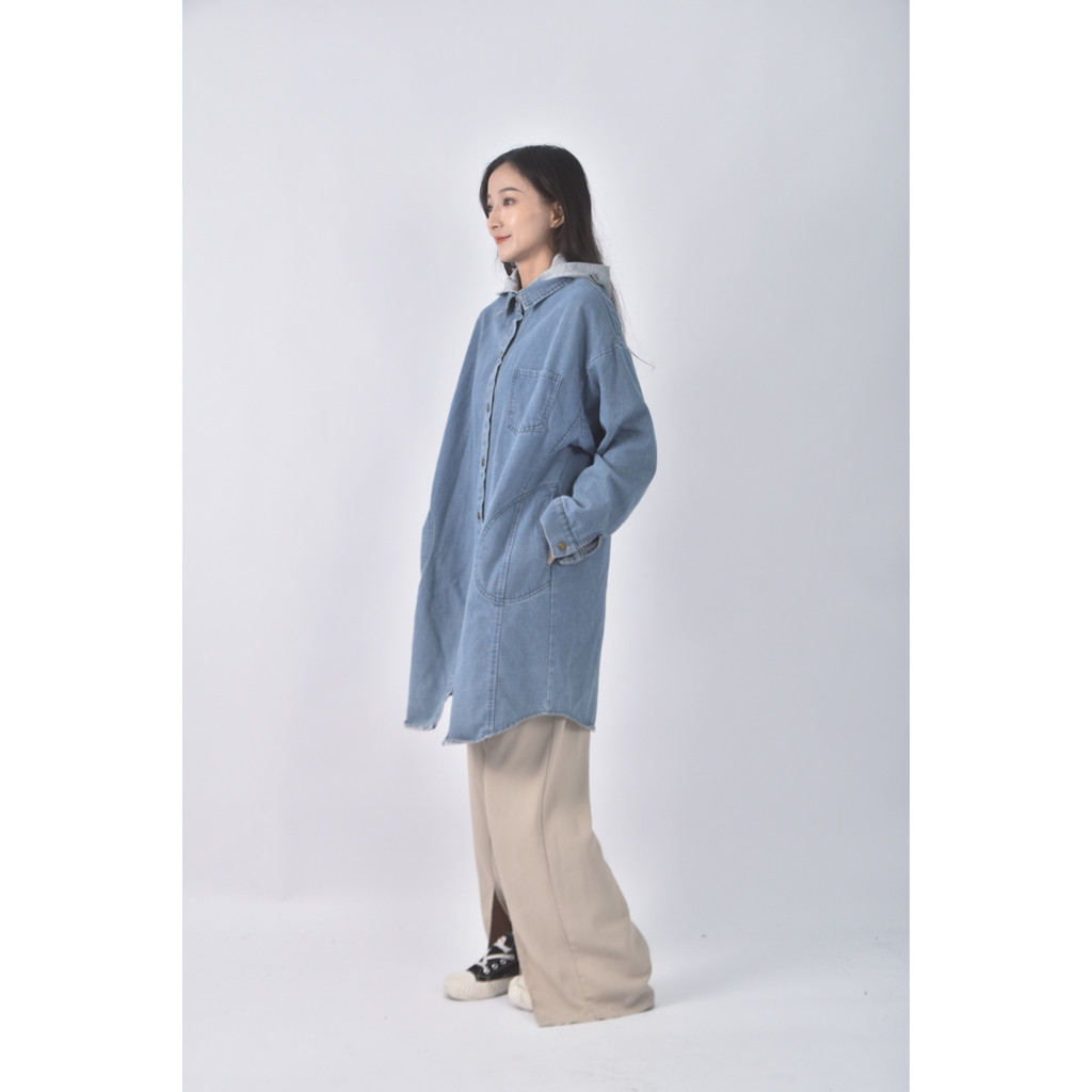 (XL) 丹寧牛仔質感藍色外套二手衣, , large