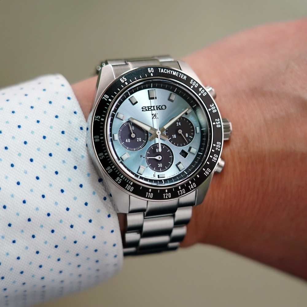 SEIKO 精工 SPEEDTIMER 冰藍熊貓 太陽能計時錶 SSC935P1/V192-0AH0U, , large