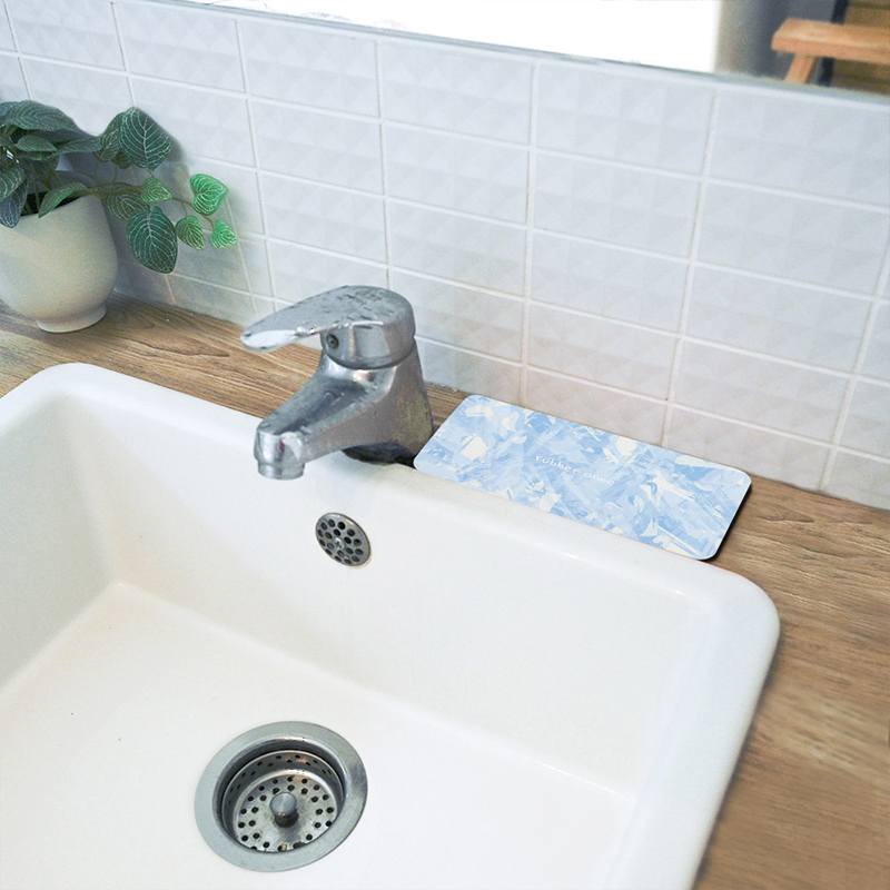 【Monster】 Soft Diatomaceous Earth Absorbent Soap Dish Mat – Misty Sakura Tales (19x10cm) – Glacier Blue, , large