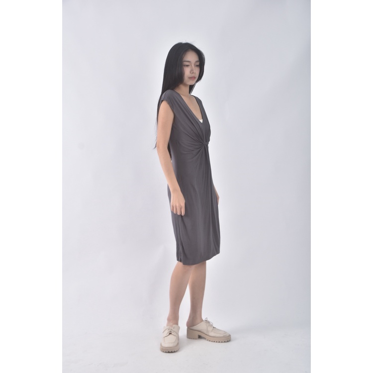 (S) ann taylor質感V領灰色洋裝二手衣, , large