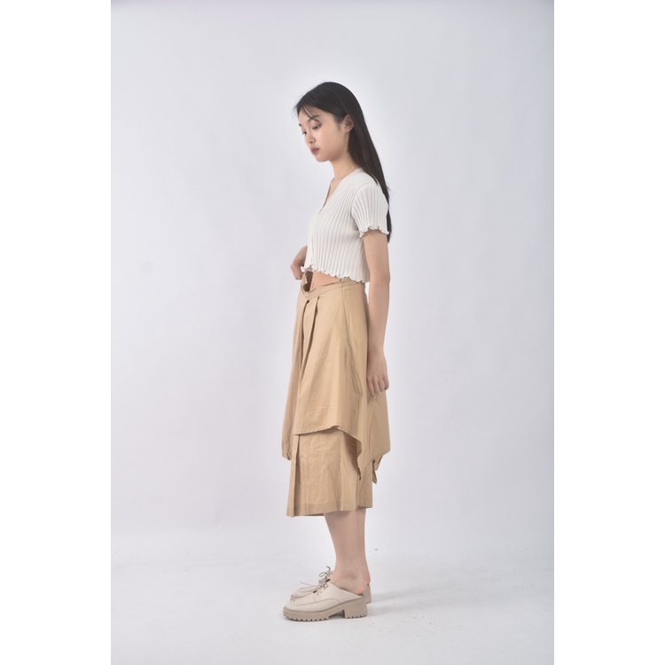 (M) fashion高腰寬鬆杏色長褲二手衣, , large