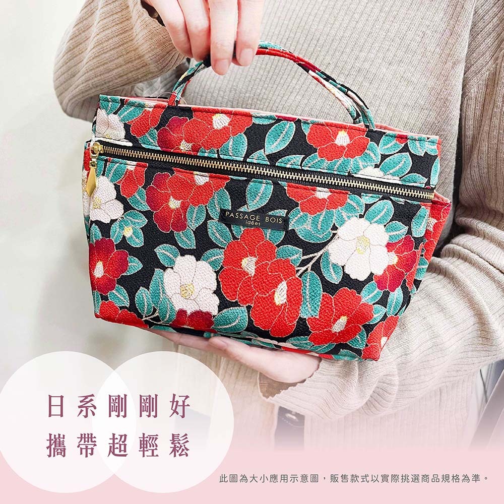 日本製 【Passage Bois】玫瑰 雙口袋大容量抗菌手提袋, , large