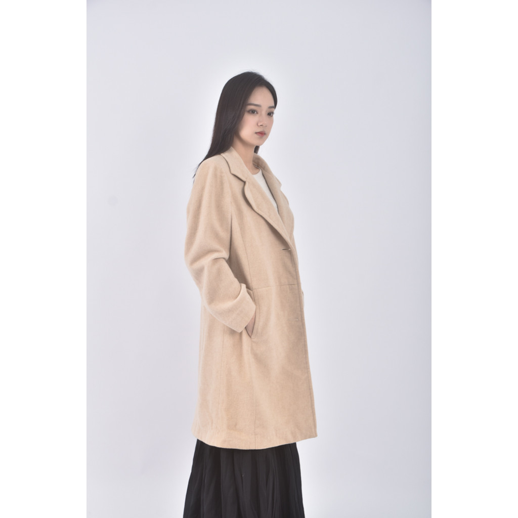 (M) town wear質感大衣杏色外套二手衣, , large