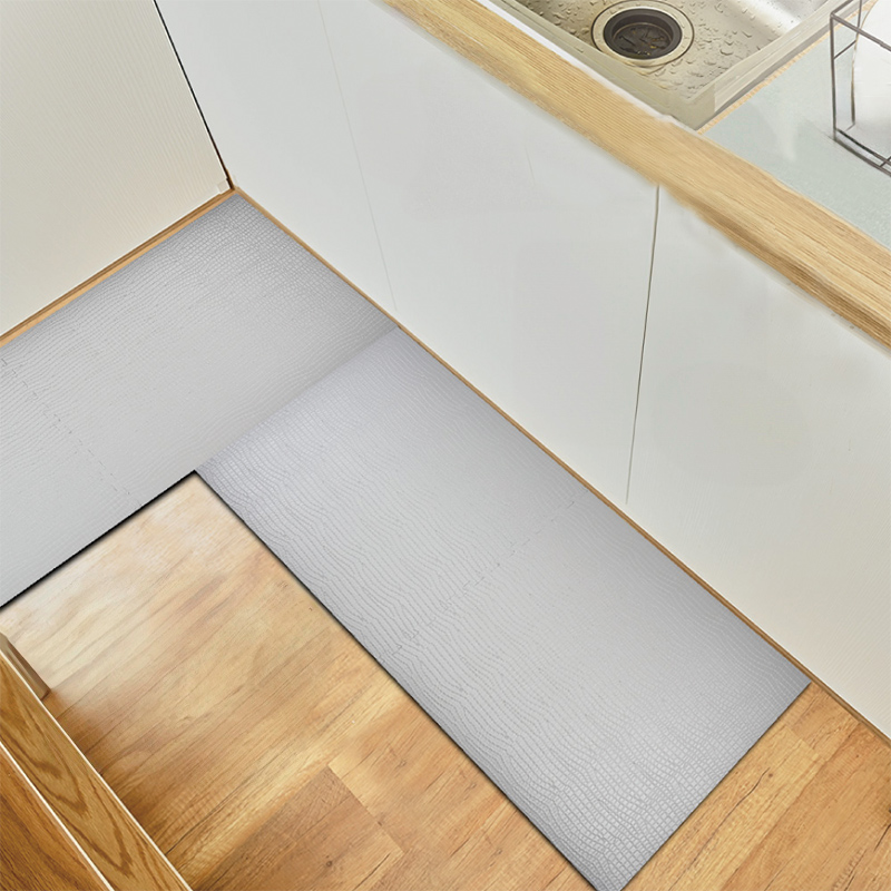 【Monster】 Free-Combination Stress-Relief Leather Kitchen Mat (50x40cm) – Cool Rock Gray, Set of 2, , large