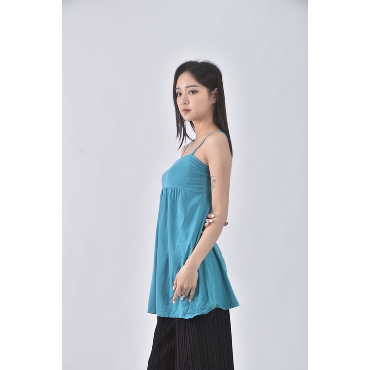 (S) uniqlo質感棉質無袖綠色上衣二手衣, , large