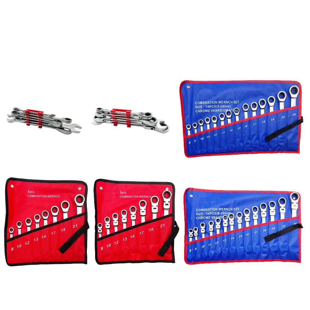 棘輪梅開板手多件套組 (搖頭式/固定式) 活動式 帆布袋 自動板手, , large