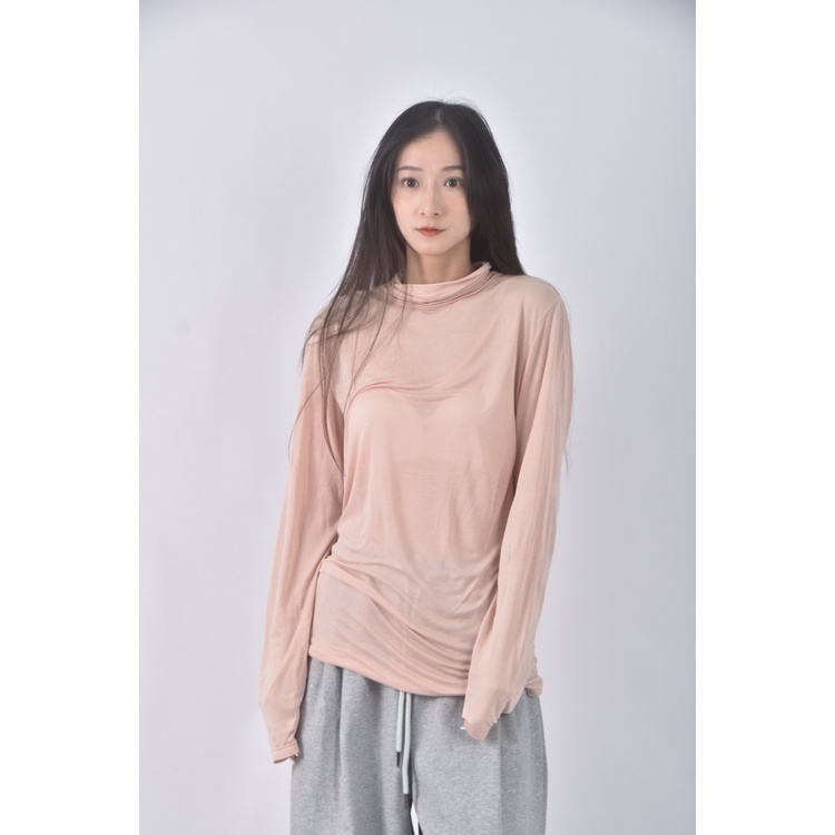 (L) uniqlo質感高領粉色長袖上衣二手衣, , large