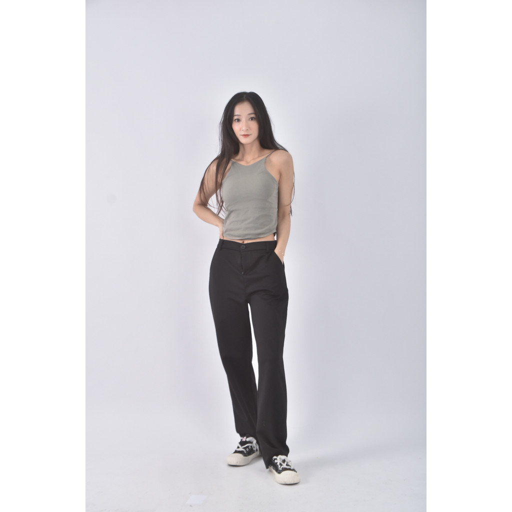 (M) lmhx高腰質感西裝黑色長褲二手衣