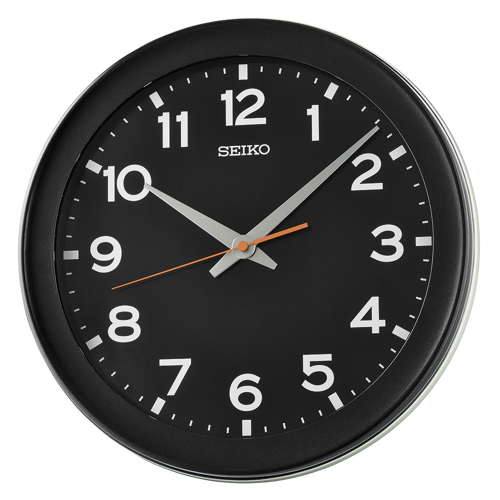 SEIKO 精工 工業風 滑動式秒針靜音掛鐘 時鐘-黑框 QXA835K, , large