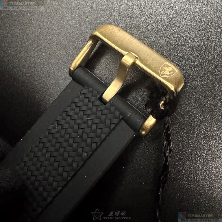 [星晴錶業]FERRARI手錶,46mm,FE00106黑色錶面金色錶殼深黑色矽膠錶帶款, , large