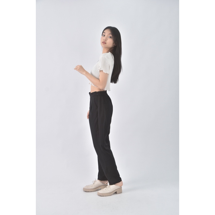 (M) sense of placce高腰質感黑色長褲二手衣, , large