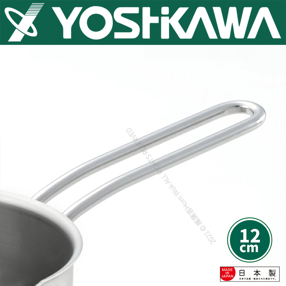 吉川日本18-8(304)不鏽鋼單柄牛奶鍋12cm(有刻度) YJ3349 日本製, , large