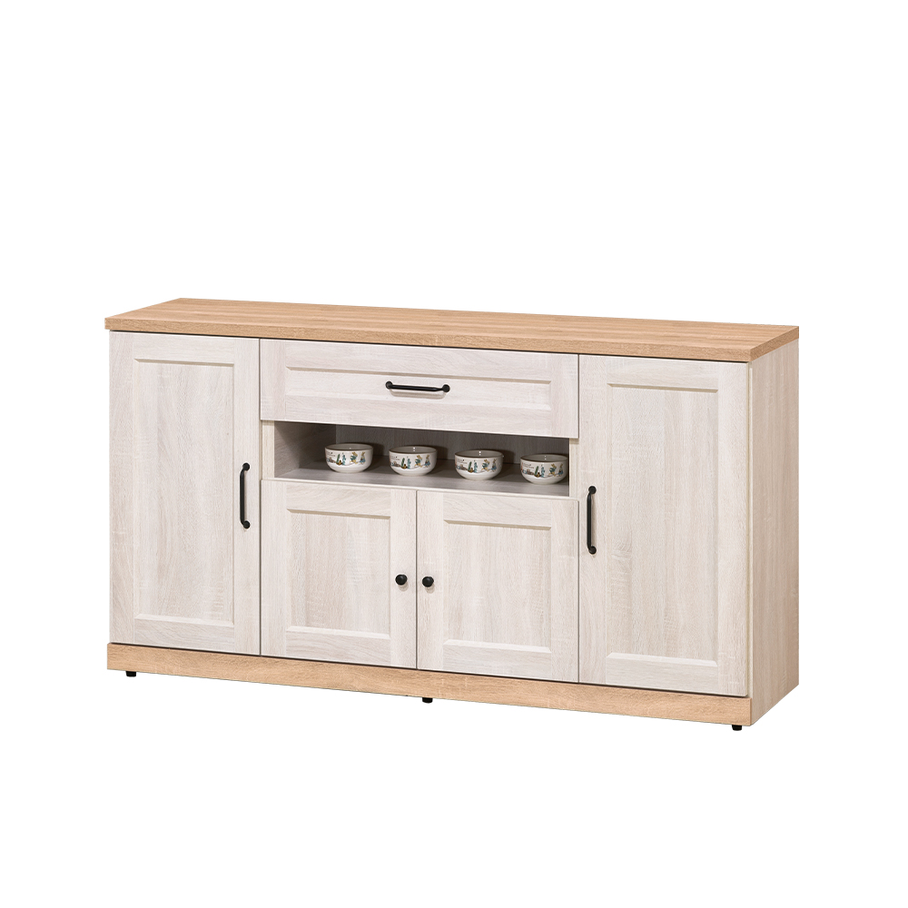 【唯熙傢俱】查理白橡色5尺餐櫃