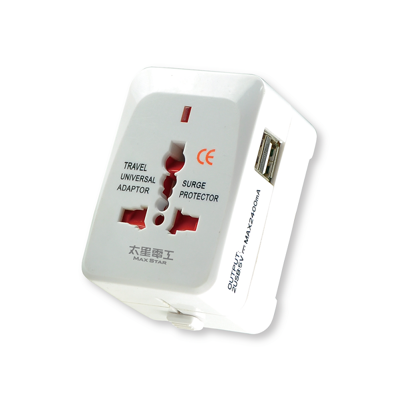travel plug adapter/2USB, , large
