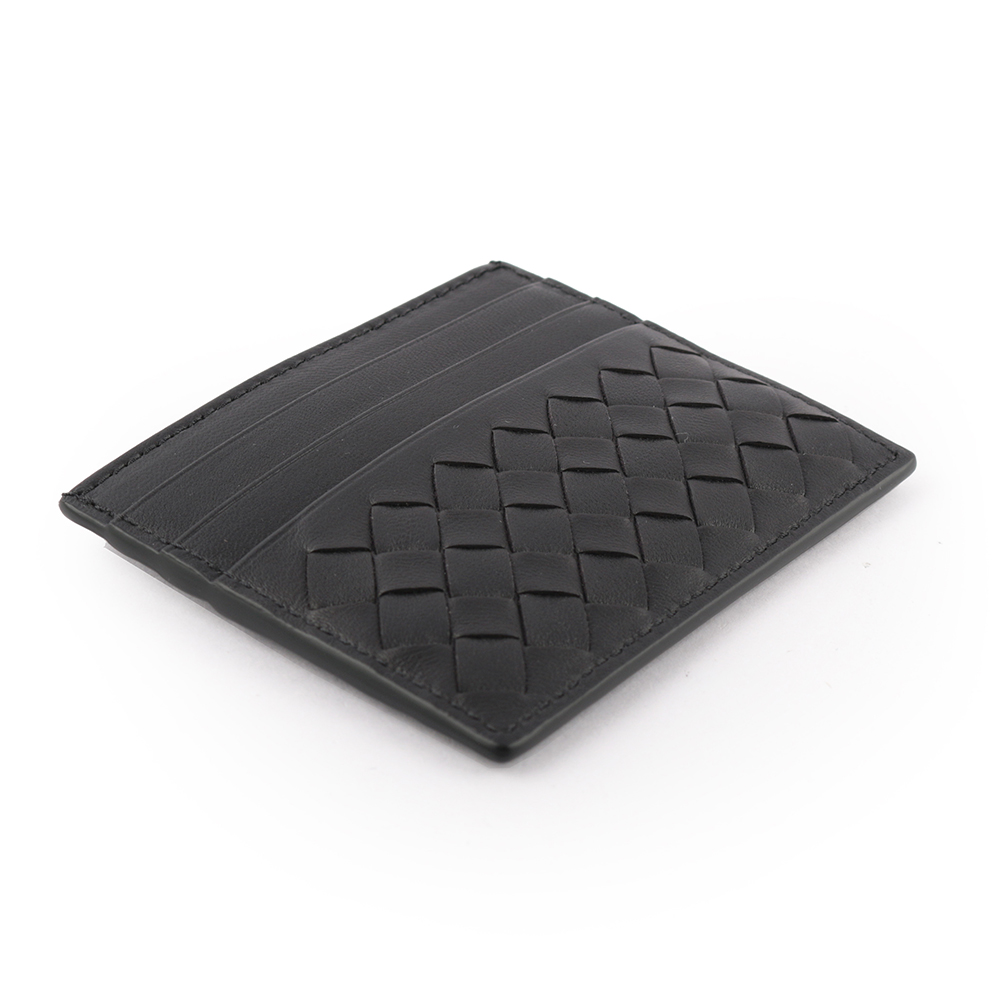 BOTTEGA VENETA 小羊皮編織6卡信用卡/名片夾/黑色, , large