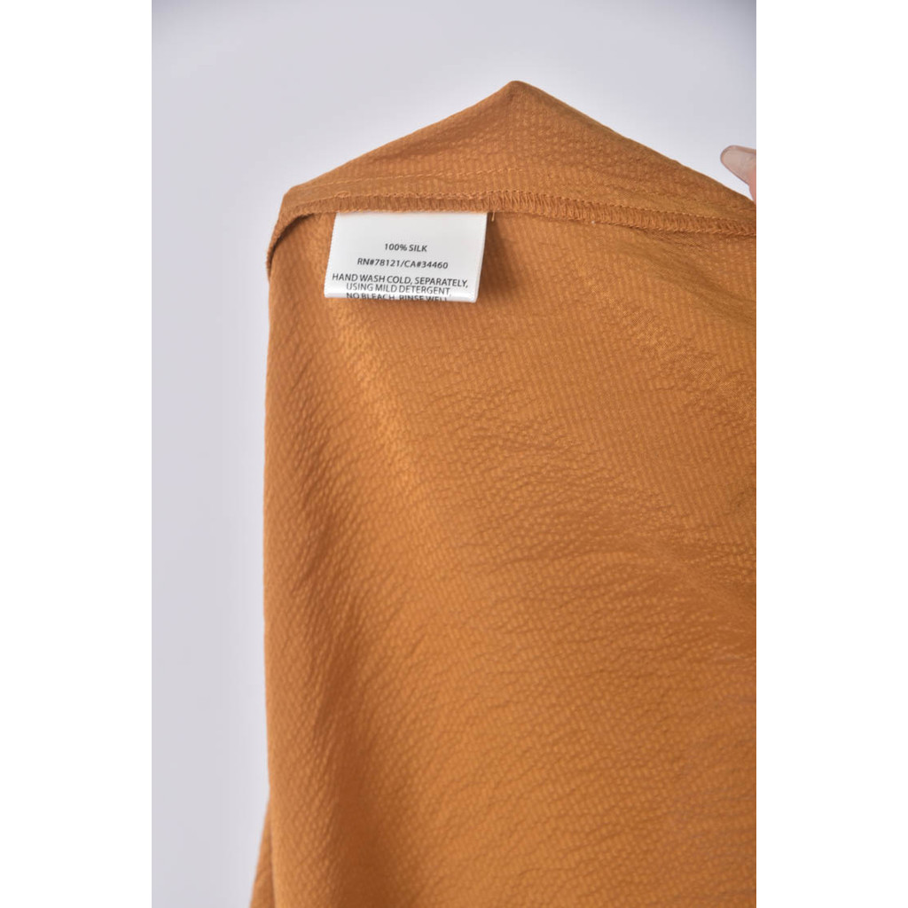 (XL) 純絲棕色長袖上衣二手衣, , large