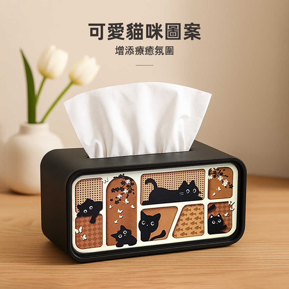 【上手家居】貓咪衛生紙盒 黑色(面紙盒/紙巾盒/創意面紙盒/桌面紙巾盒/衛生紙收納), , large