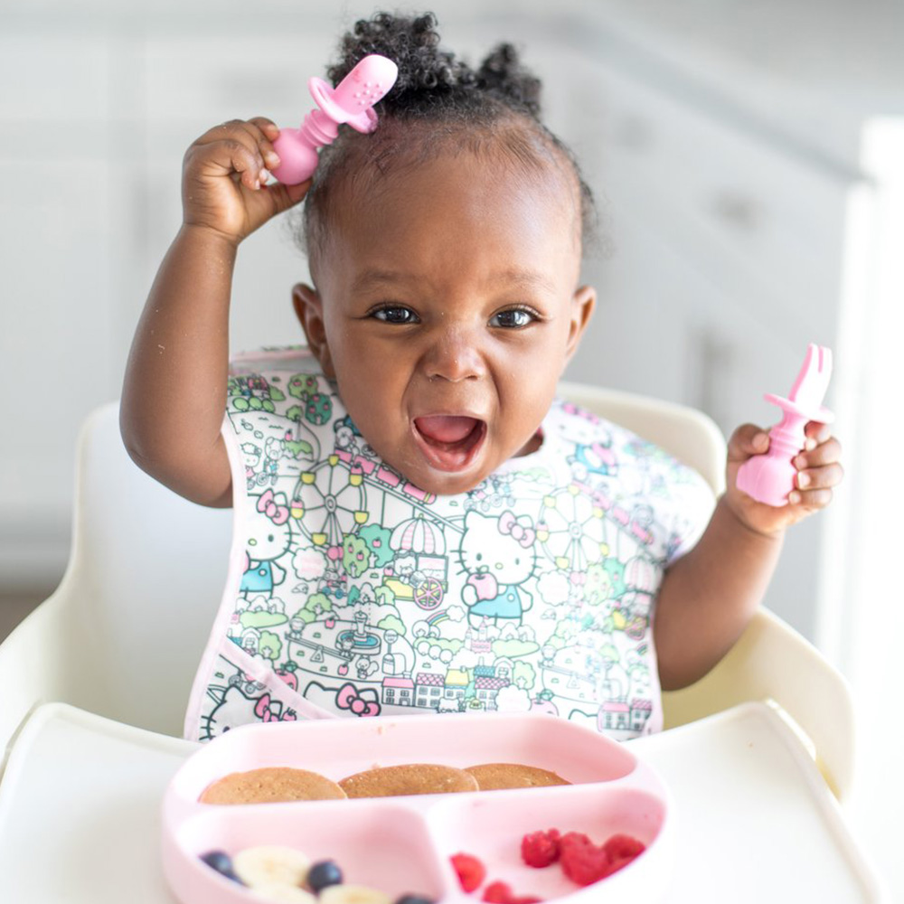 Bumkins 寶寶白金矽膠湯叉組-Kitty, , large