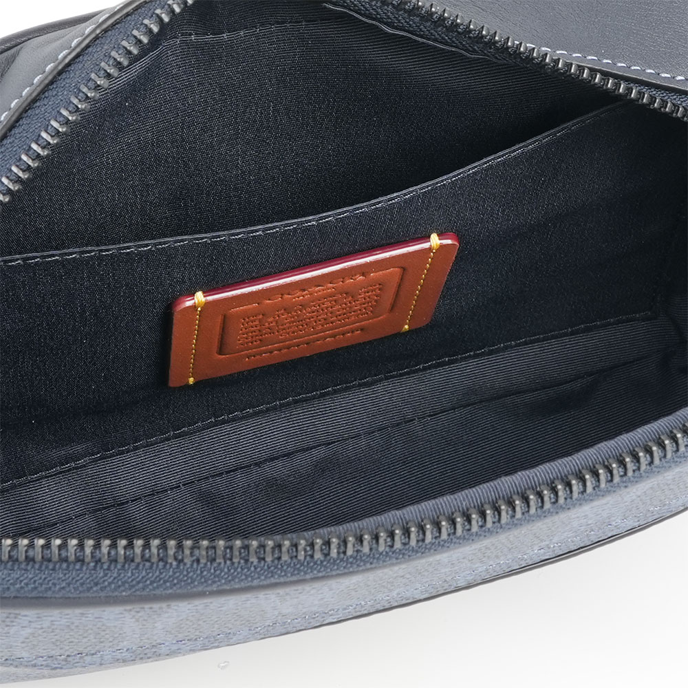 COACH Elias 塗層帆布及小牛皮附零錢小袋腰包/胸口包(牛仔藍/午夜藍), , large