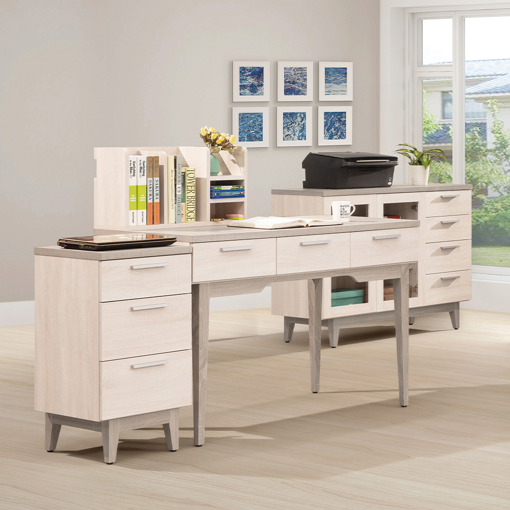 【唯熙傢俱】海瑟薇雙色5.3尺書桌組, , large