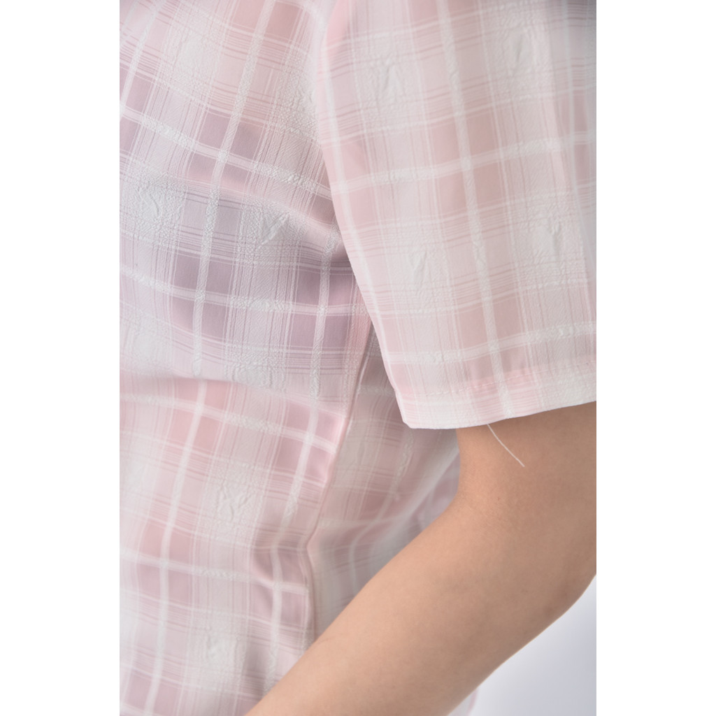 (S) 格紋粉色襯衫上衣二手衣, , large