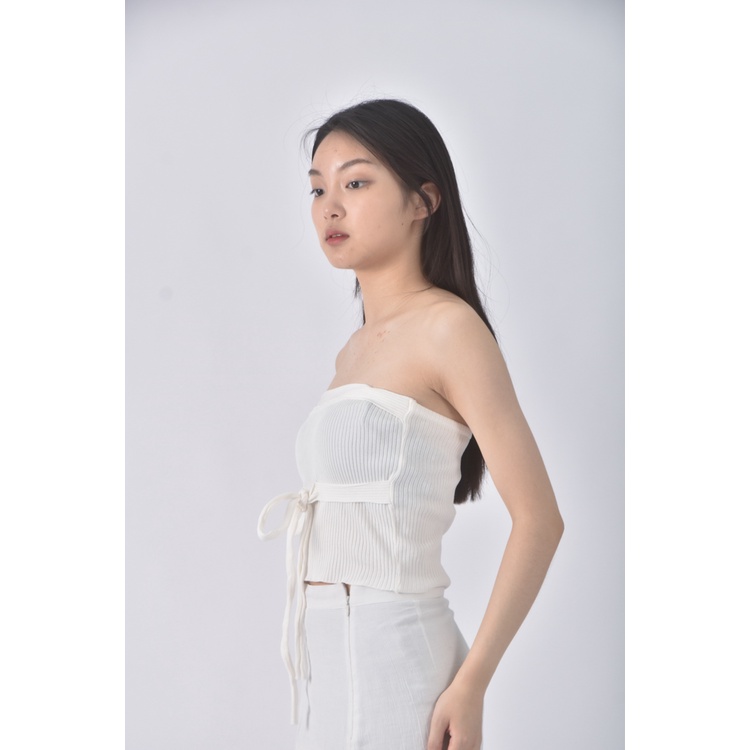 (S) 質感綁帶白色上衣二手衣, , large