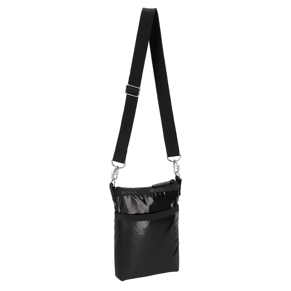 |快速出貨|Lesportsac 3-Zip Crossbody 三層拉鍊斜背包 手機包/ 亮面黑, , large