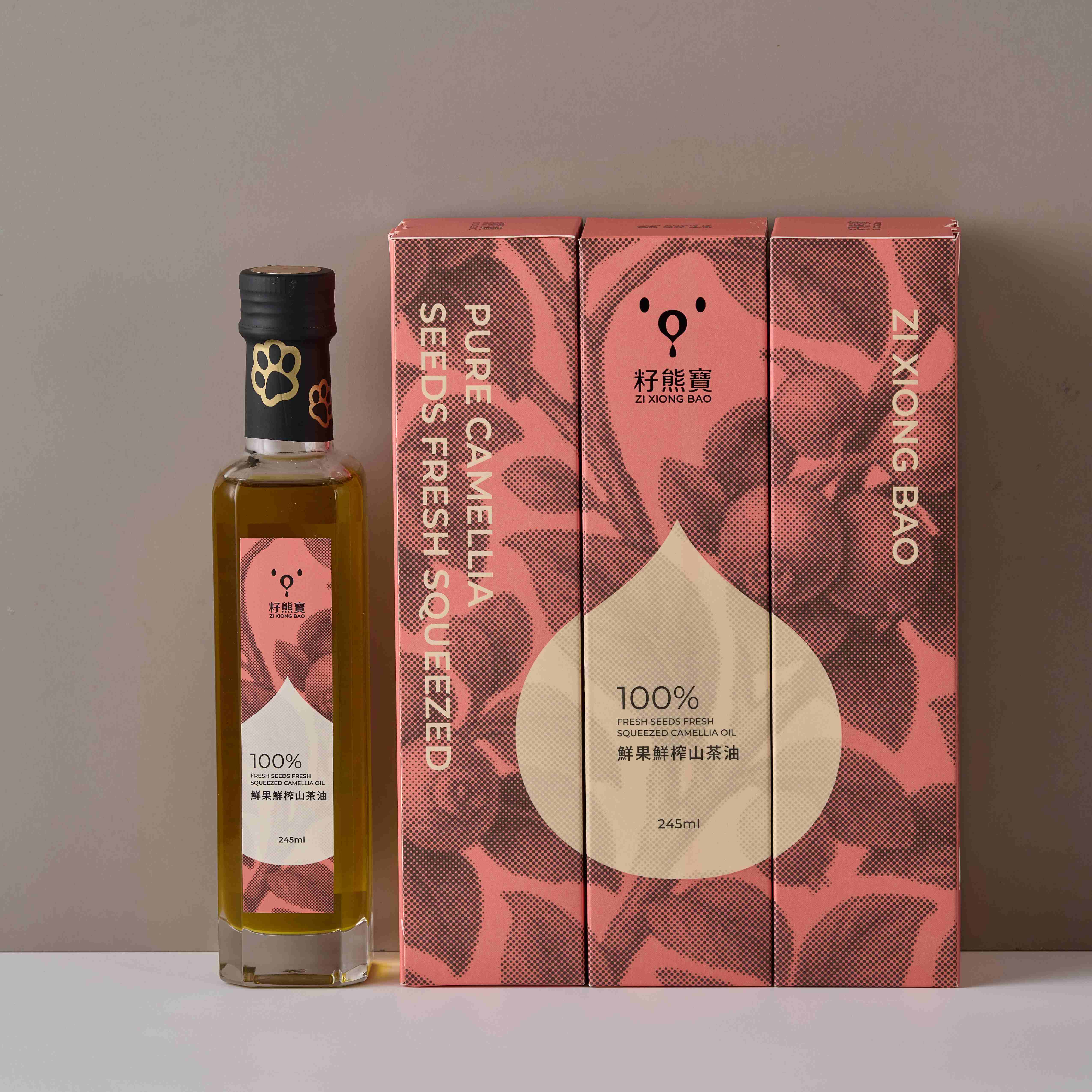 [籽熊寶茶油]籽熊寶冷壓初榨苦茶油 250ml*3入+鮮果鮮榨山茶油 245ml*3入, , large