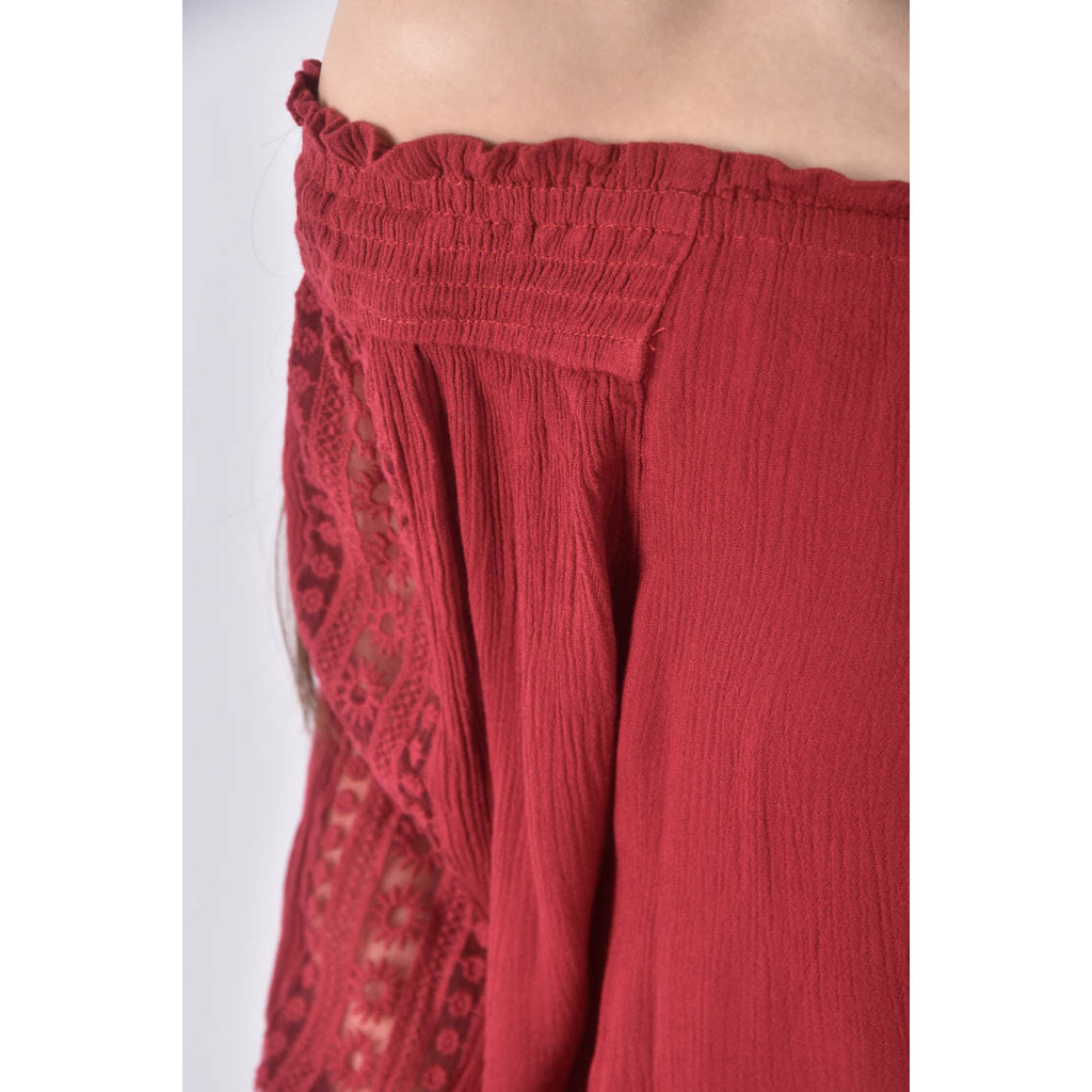 (M) 花紋紅色長袖上衣二手衣, , large